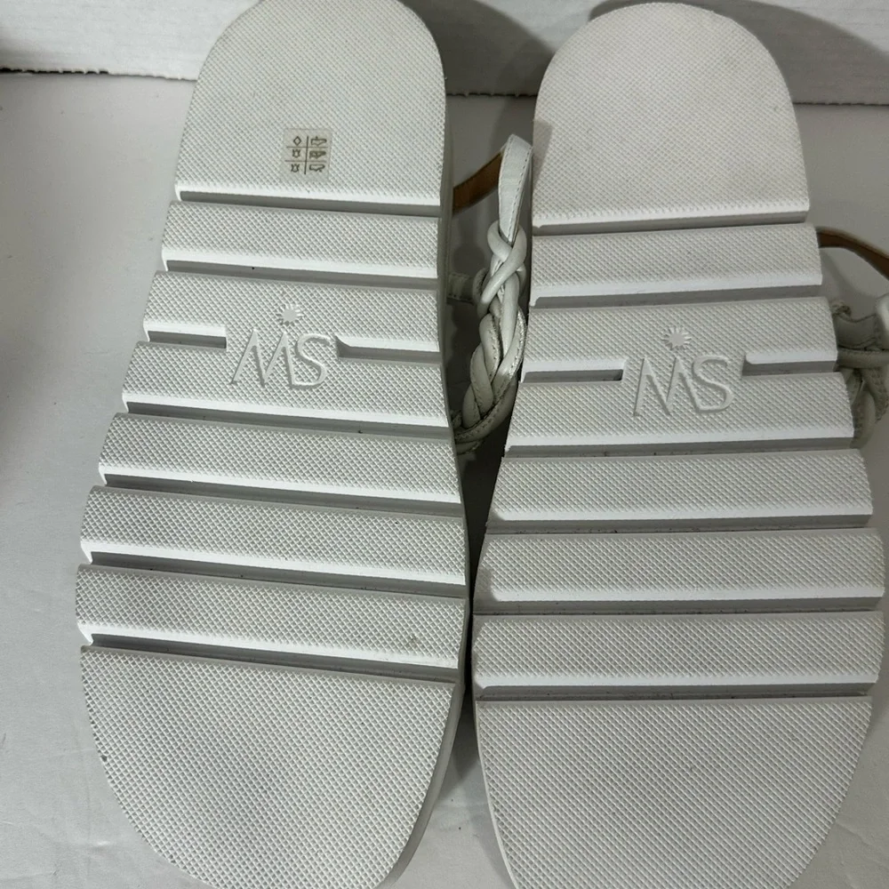 Stuart Weitzman Calypso Lift WHITE  Leather Platform Sandals SZ 8-8.5